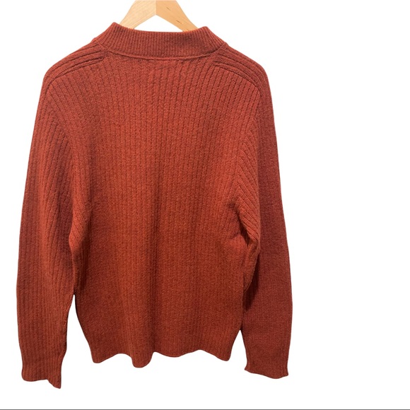ROBERT BRUCE RUSTIC ORANGE RIBBED SHETLAND WOOL BLEND LONG SLEEVE SWEATER SZ MED - Picture 13 of 14